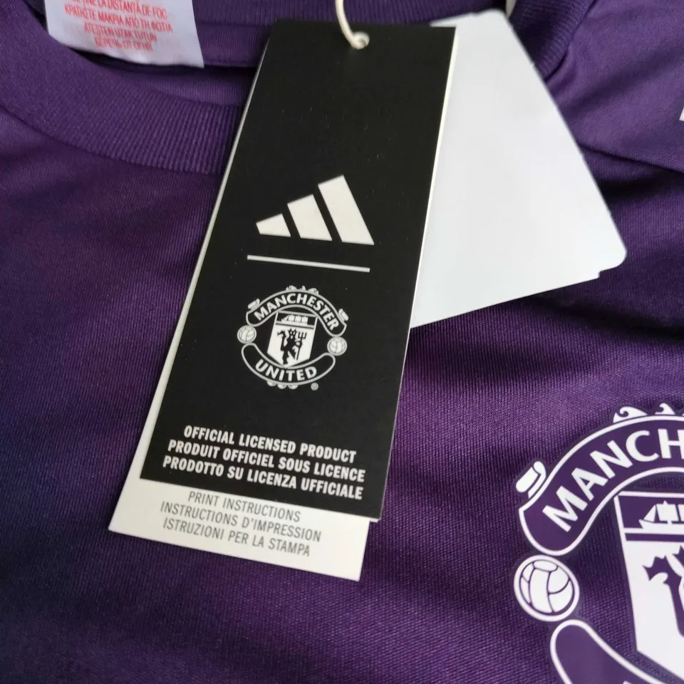 MANCHESTER UNITED ADIDAS FOOTBALL JERSEY – PURPLE, YOUTH UK 11-12