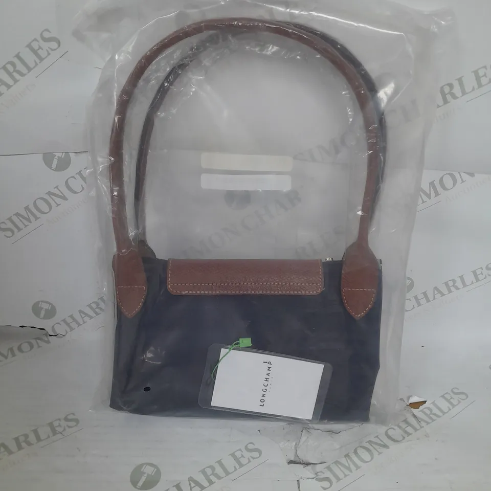 LONGCHAMP LEATHER HANDBAG IN NAVY AND BROWN ONE SIZE