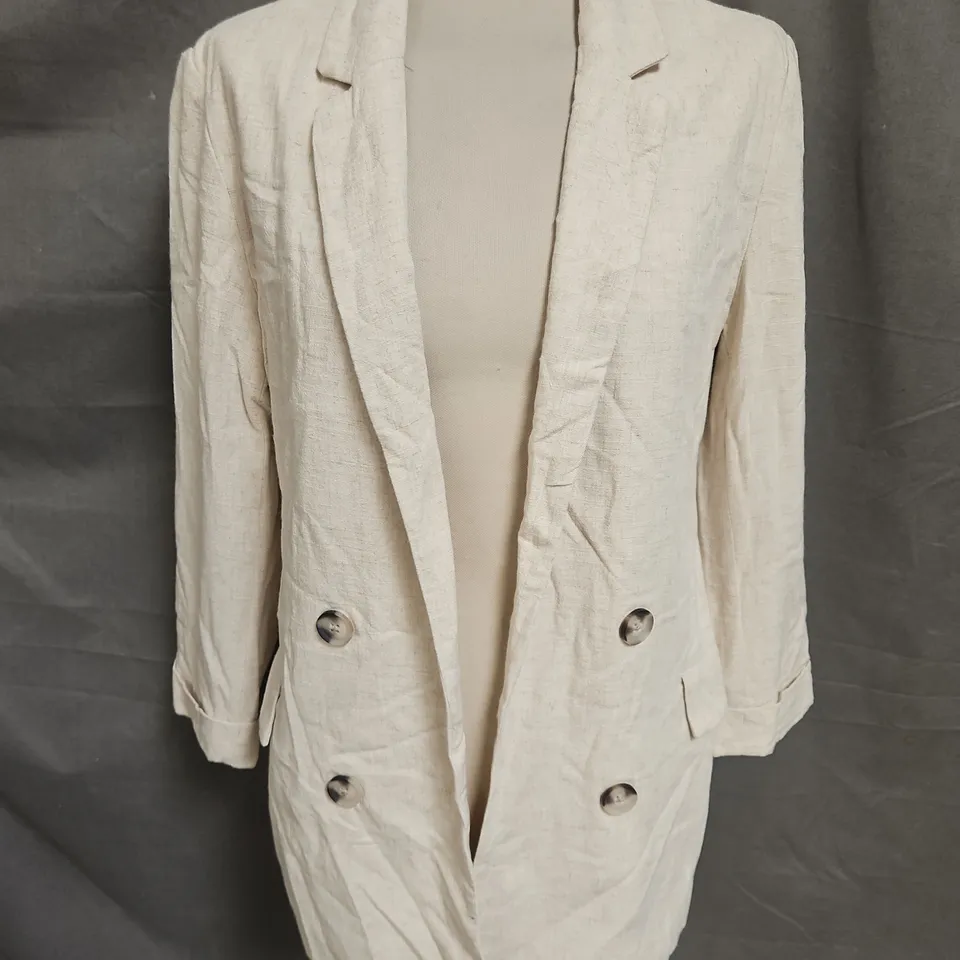 STRADIVARIUS LINEN LOOK JACKET IN LIGHT BEIGE SIZE M