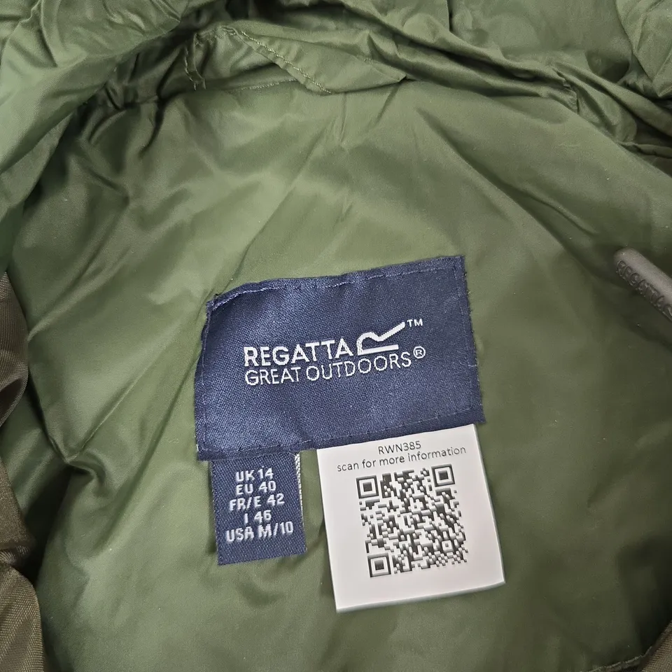 REGATTA GREAT OUTDOORS WOMEN'S PUFFER JACKET – UK 14, DARK KHAKI (SHOWERPROOF)
