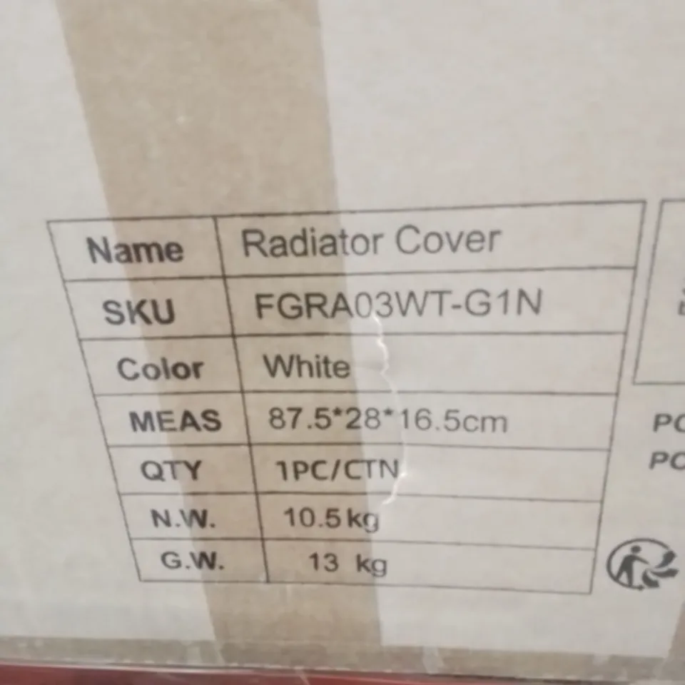 A BOXED WHITE RADIATOR COVER