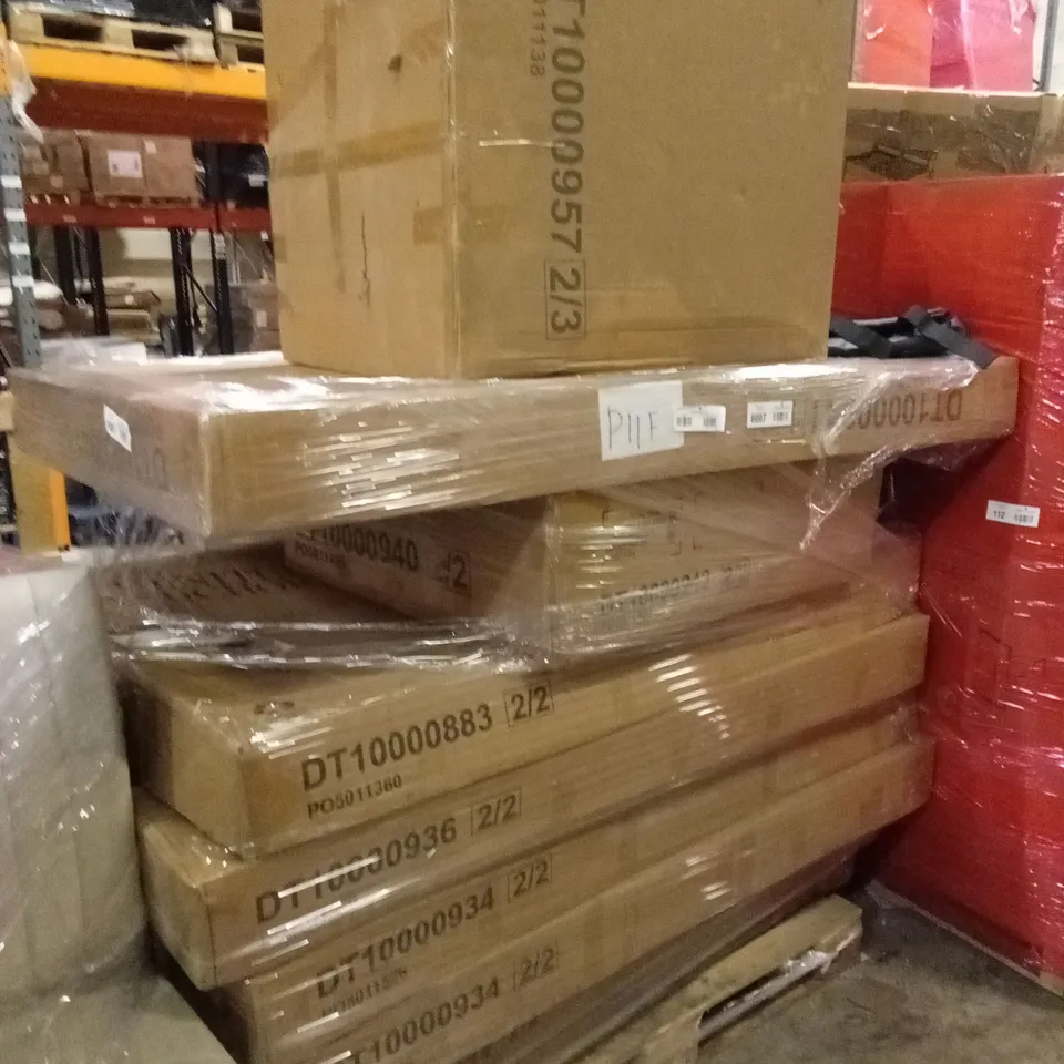 PALLET OF ASSORTED DESIGNER INCOMPLETE FURNITURE PARTS AND PIECES