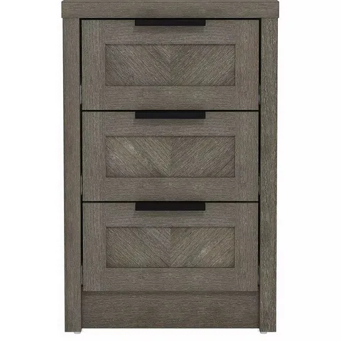 CHEVRY 3 DRAWER BEDSIDE CHEST - GREY OAK