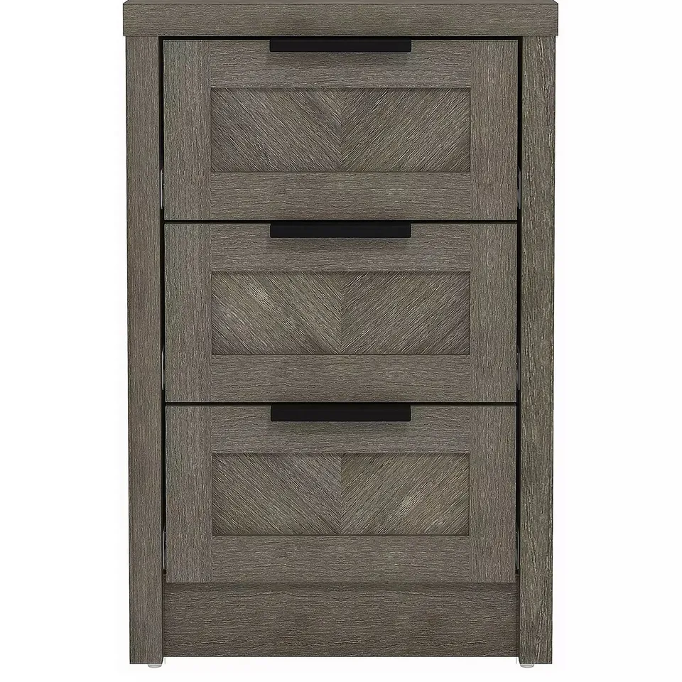 CHEVRY 3 DRAWER BEDSIDE CHEST - GREY OAK