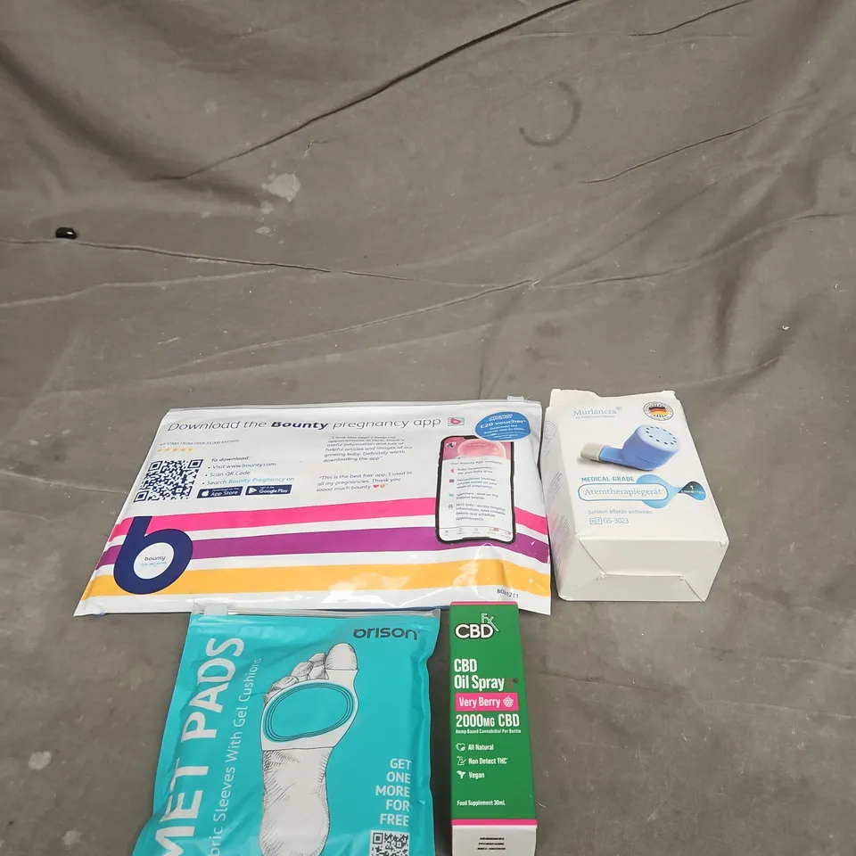 TOTE OF APPROXIMATELY 20 ASSORTED HEALTHCARE PRODUCTS TO INCLUDE BOUNTY PREGNANCY PACKS - MUCUS CLEARANCE DEVICE AND CBD OIL SPRAY