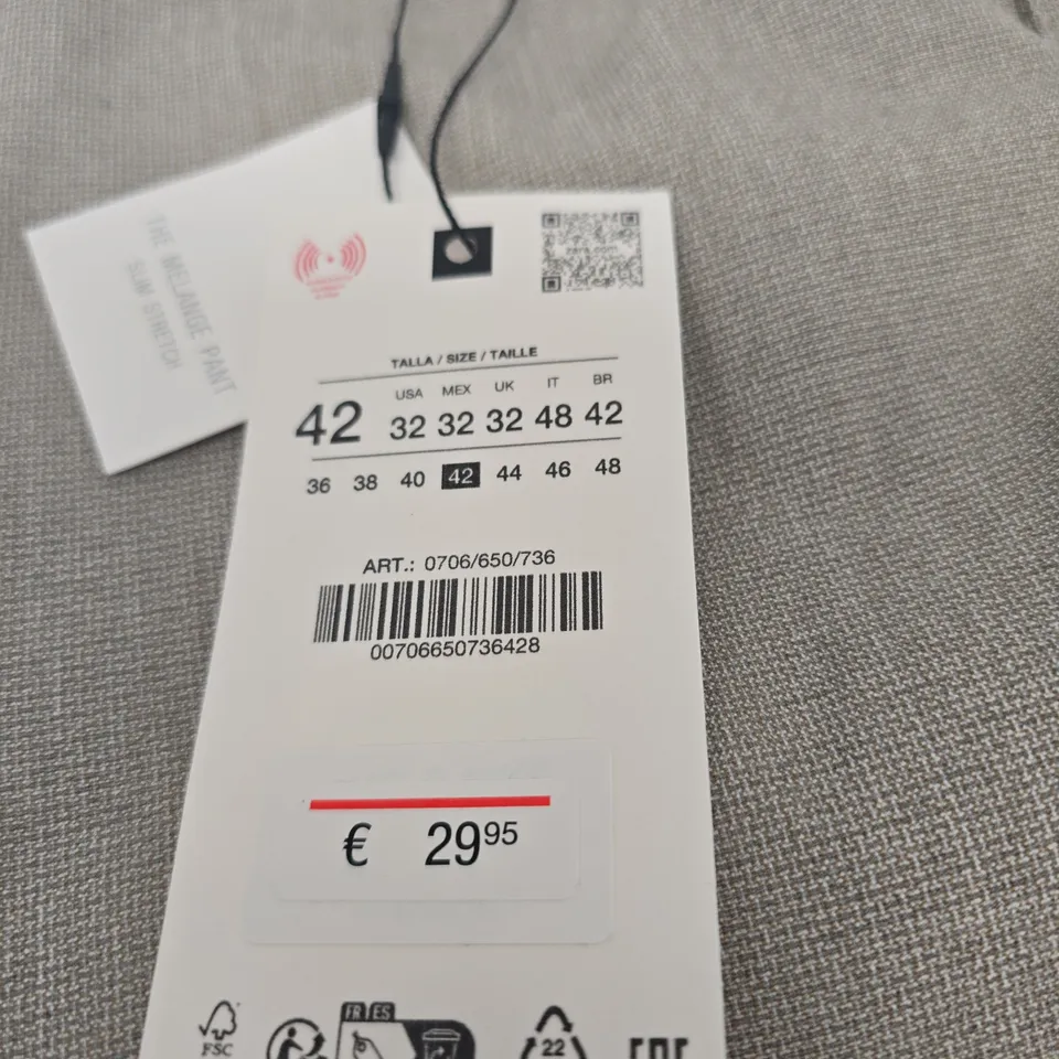 ZARA GREY TROUSERS, EU 42 (UK 32)