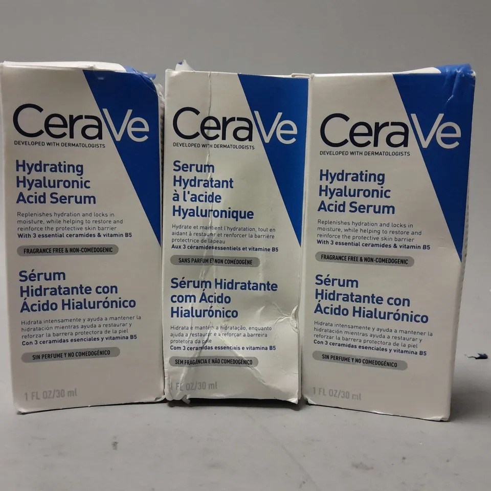 3 BOXED CERAVE HYDRATING HYALURONIC ACID SERUM (3 x 30ml)