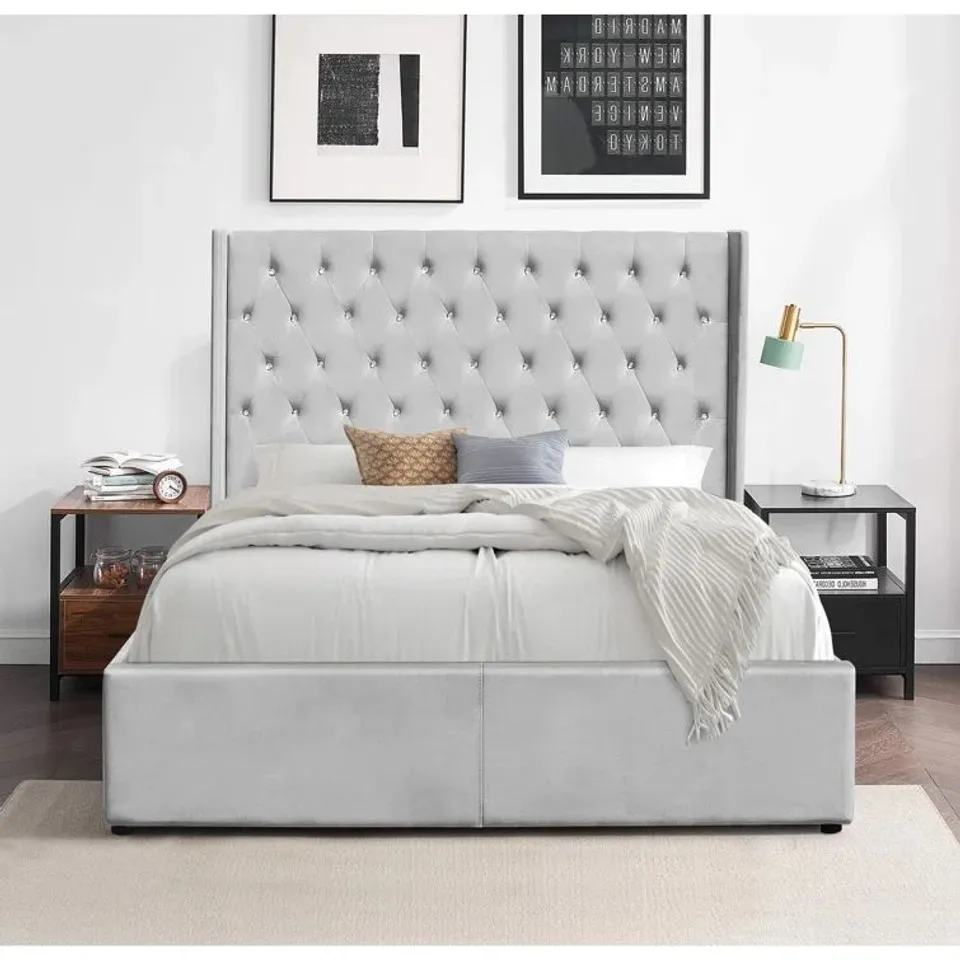 BOXED AMANY UPHOLSTERED OTTOMAN STORAGE