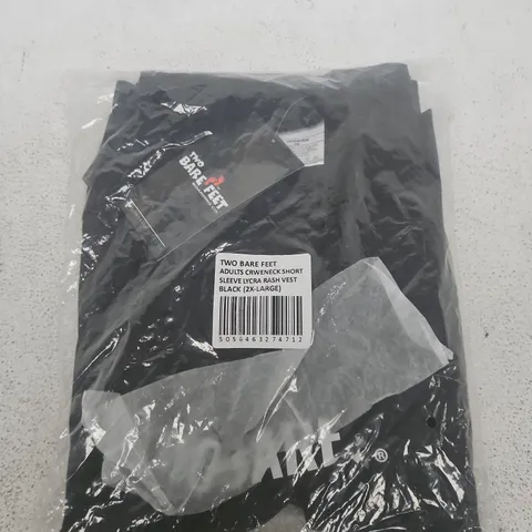 TWO BARE FEET ADULTS LYCRA TOP – BLACK, CREWNECK SHORT SLEEVE, XXL