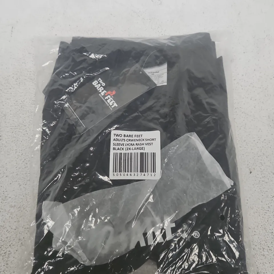 TWO BARE FEET ADULTS LYCRA TOP – BLACK, CREWNECK SHORT SLEEVE, XXL