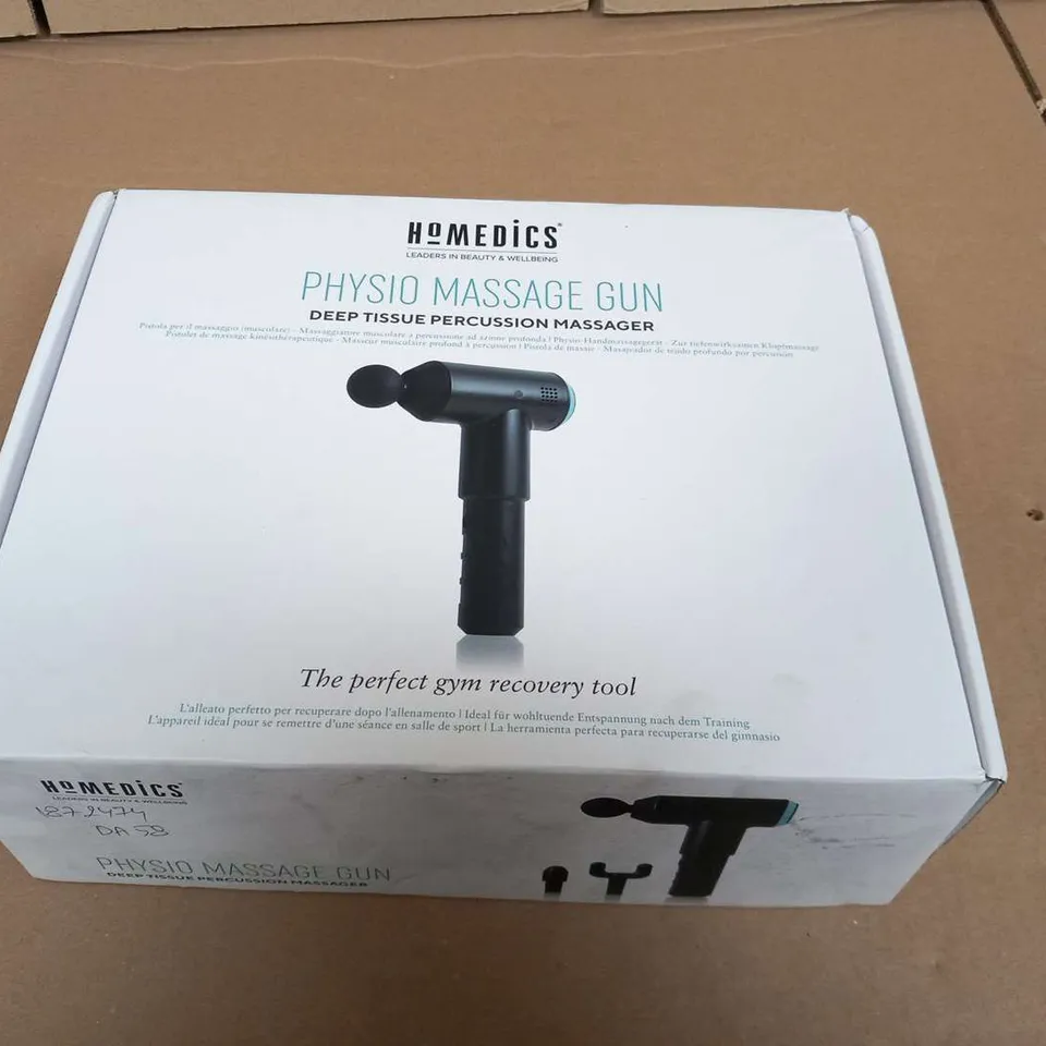 BOXED HOMEDICS PHYSIO MASSAGE GUN DEEP TISSUE PERCUSSION MASSAGER