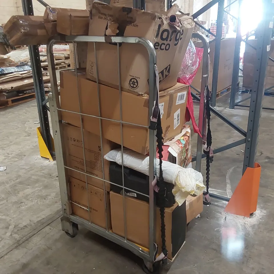 CAGE OF ASSORTED CONSUMER PRODUCTS/FURNITURE PARTS // CAGE NOT INCLUDED 