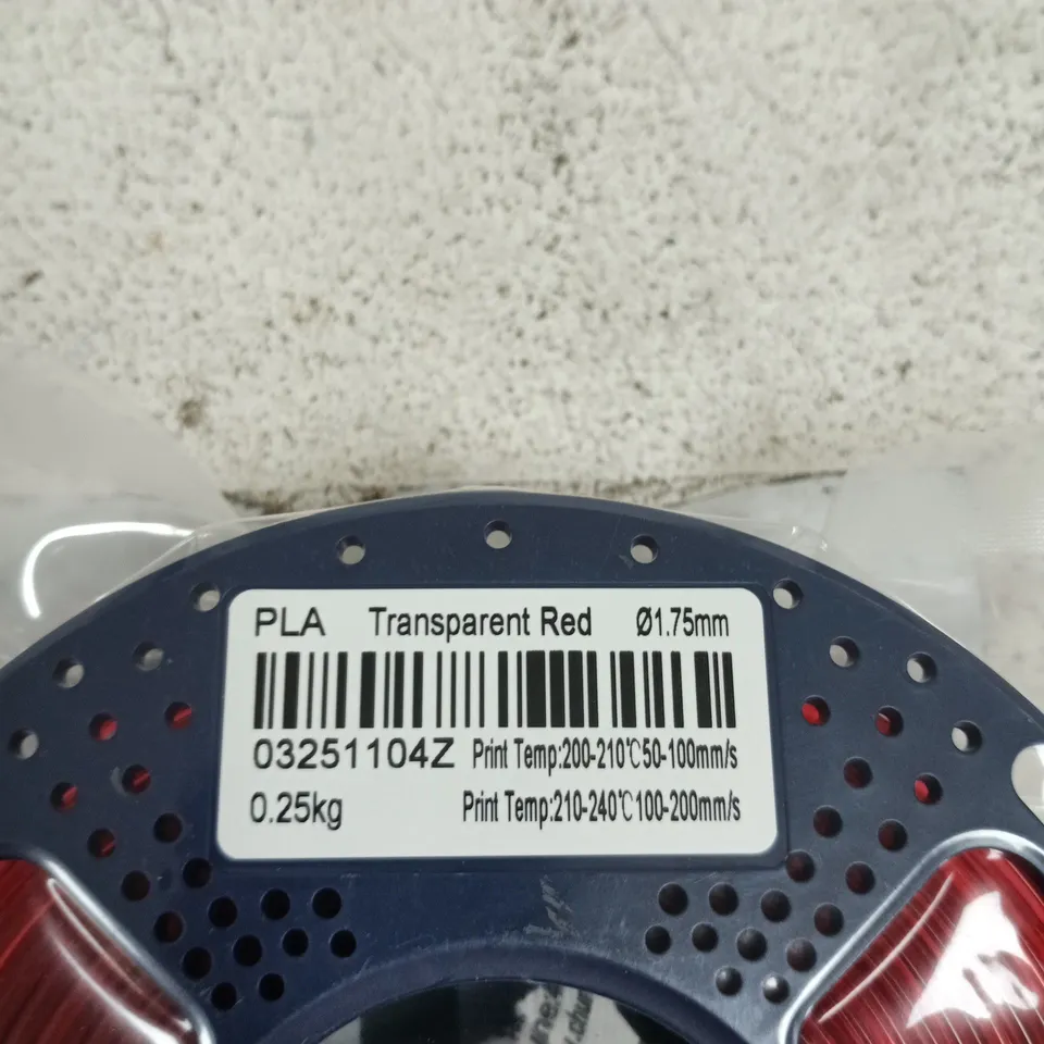 PLA FILAMENT - TRANSPARENT RED, 1.75 MM, 0.25 KG