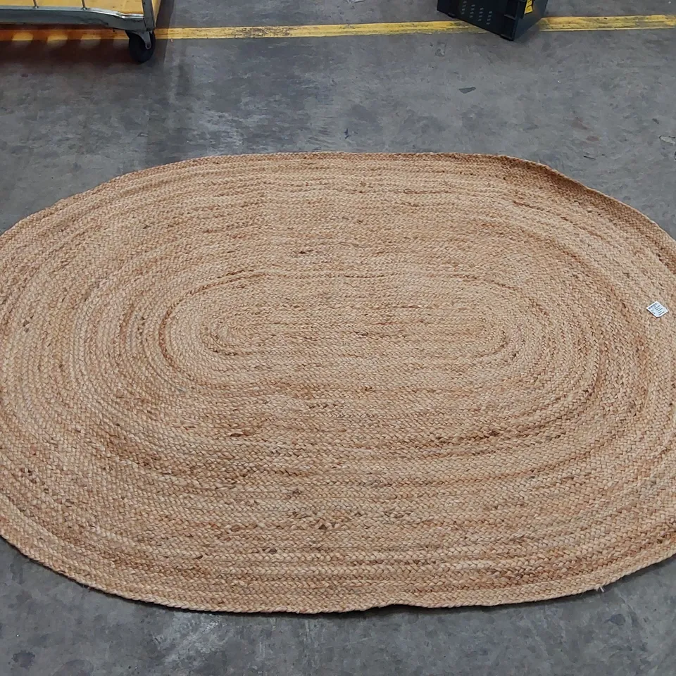 BUSCHER HANDWOVEN OVAL BEIGE RUG // 150 X 210CM