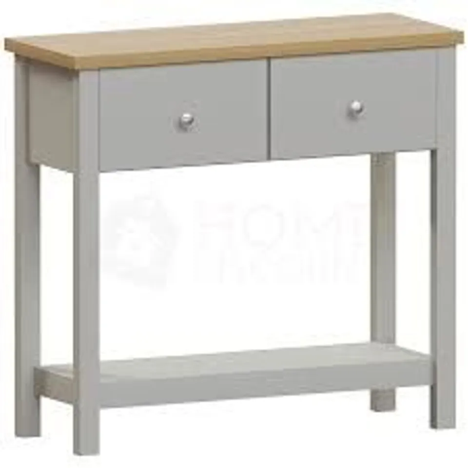 BOXED LASSIC VIDA DESIGN ARLINGTON 2 DRAWER CONSOLE TABLE - GREY (1 BOX)