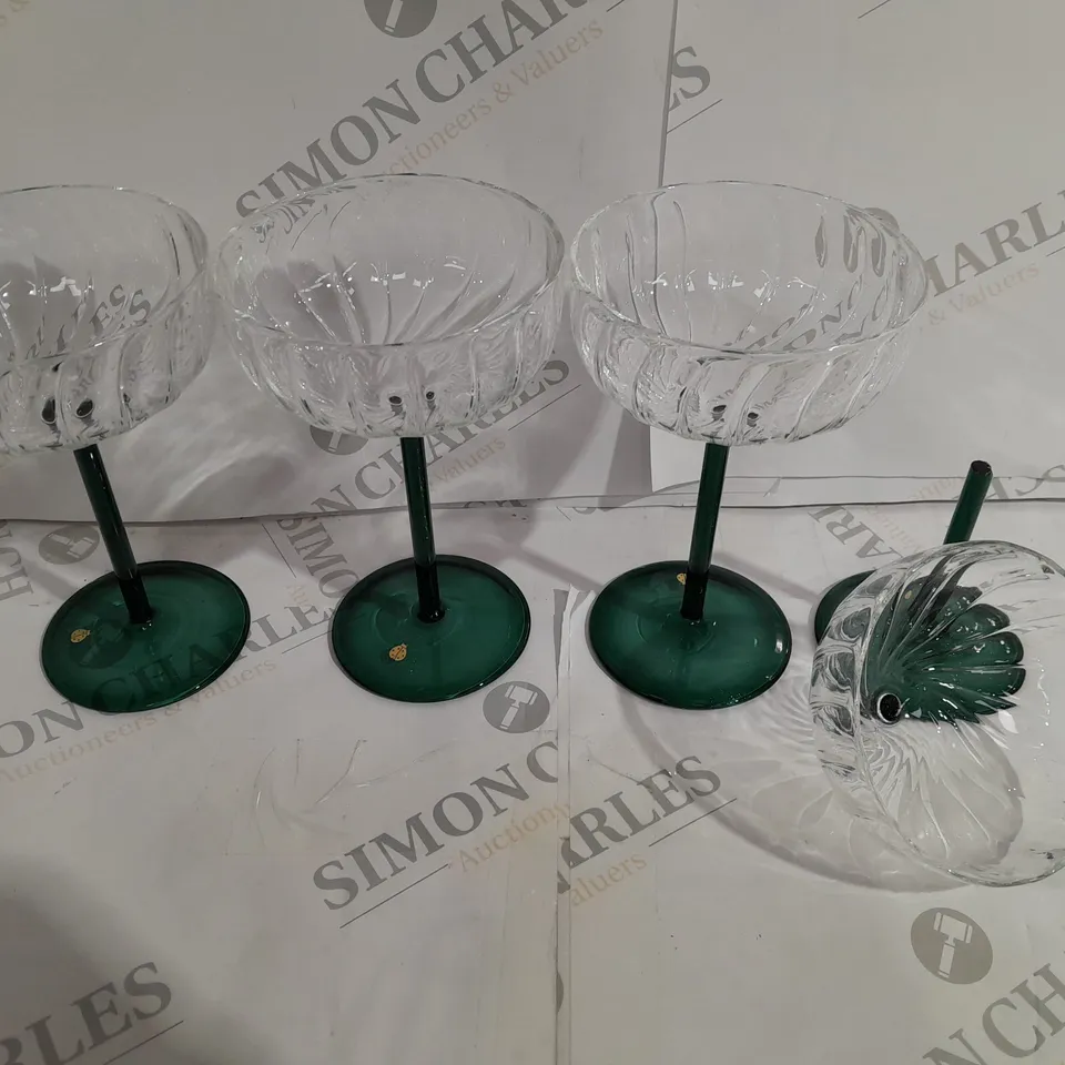 SET OF 4 DESSERT GLASSES GREEN