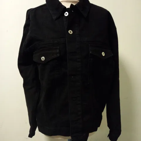 COLLUSION BLACK OVERSIZED UNISEX DENIM JACKET - SIZE M