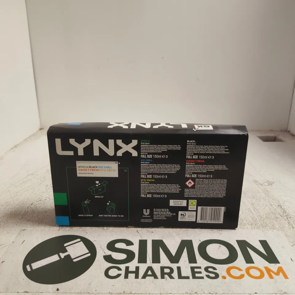 LYNX GIFT SET – 5 X 150ML BODY SPRAYS (ASSORTED FRAGRANCES)
