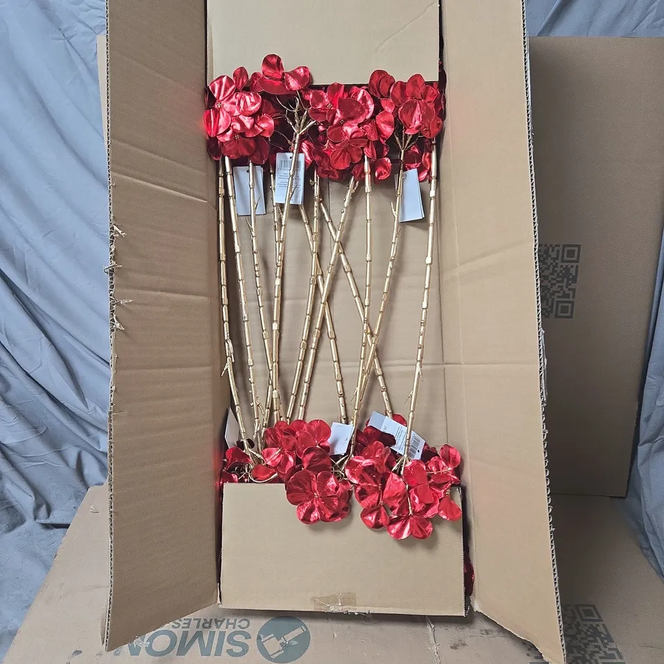 2 X BOX OF APPROXIMATELY 11 GISELA GRAHAM RED FLOWER DECORATIONS