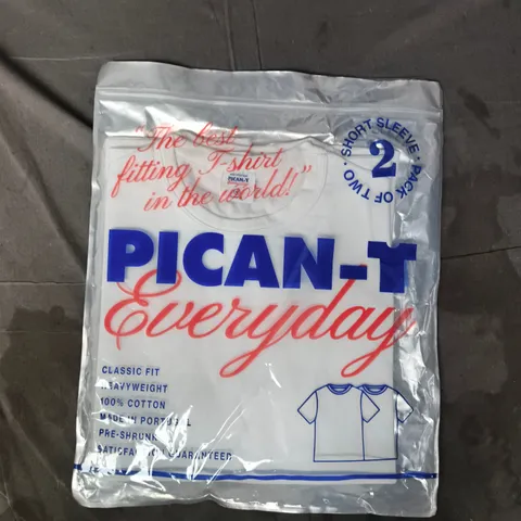 BAGGED PICAN-T SET OF 2 EVERYDAY CLASSIC FIT HEAVYWEIGHT SHORT SLEEVE T-SHIRTS IN WHITE SIZE MEDIUM