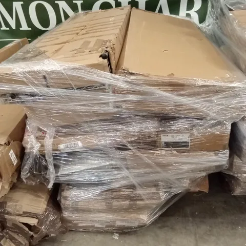 PALLET OF ASSORTED CATERING FURNITURE PARTS AND PIECES, METAL STORAGE RACKS ETC