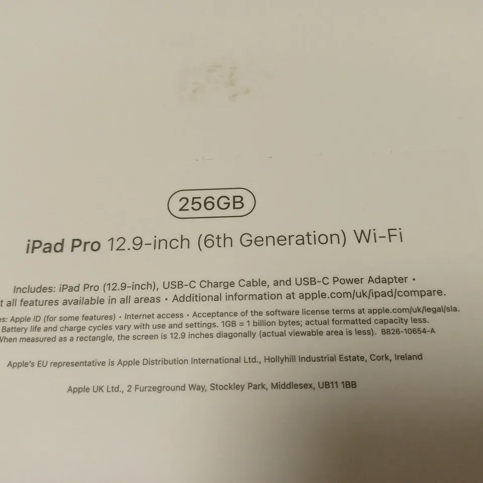 BOXED APPLE IPAD PRO 12.9" 6TH GEN 256GB TABLET