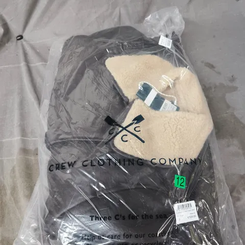 CREW CLOTHING COMPANY FAUX SHEARLING PATCH POCKET JACKET – CHOCOLATE – UK 12