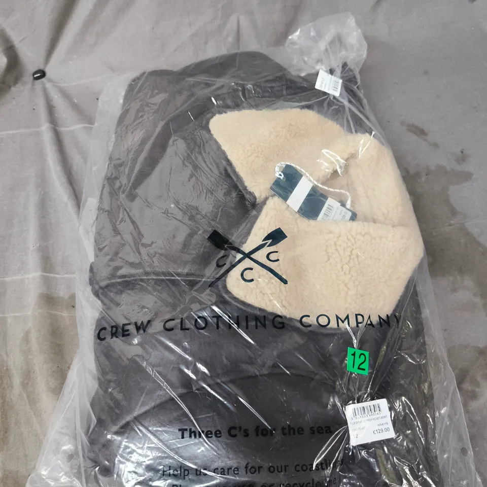 CREW CLOTHING COMPANY FAUX SHEARLING PATCH POCKET JACKET – CHOCOLATE – UK 12