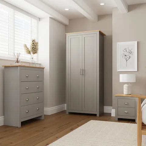 BOXED KENNETH 3 PIECE BEDROOM SET - GREY (4 BOXES)