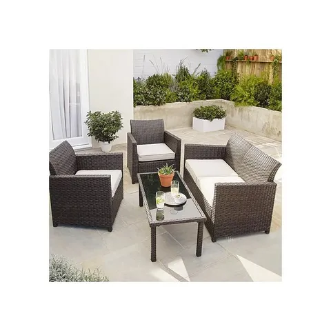 BRAND NEW BOXED JAKARTA BROWN RATTAN OUTDOOR SOFA SET 4 PIECE (1 BOX)