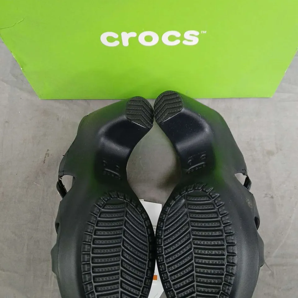CROCS CYPRUS V HEEL W SANDALS – BLACK, UK 6, WITH BOX