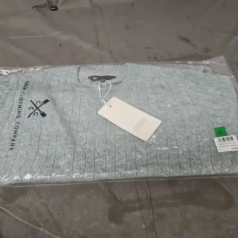 CREW CLOTHING COMPANY CABLE KNIT SWEATER – TOURMALINE MARL SIZE L (UK LARGE)