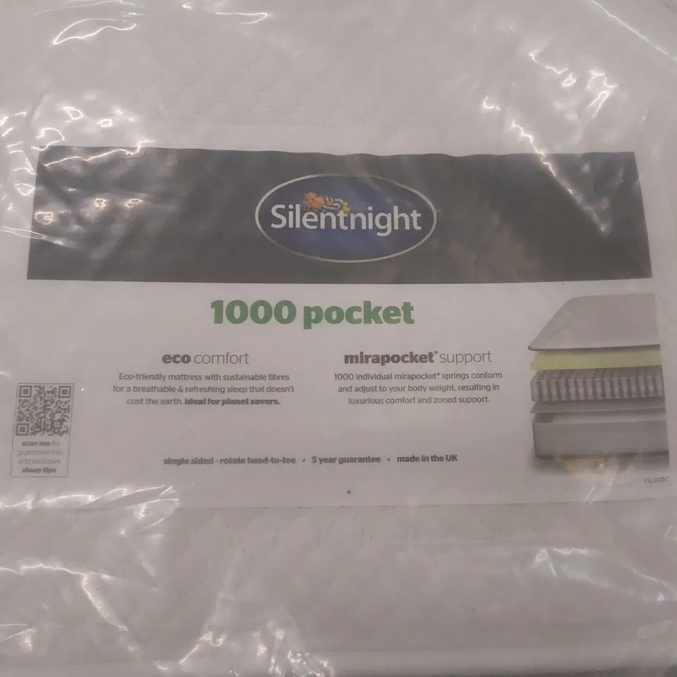 QUALITY BAGGED DOUBLE 135cm SILENTNIGHT MIA 1000 POCKET ORTHO FIRM MATTRESS RRP £599