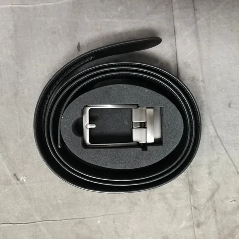 BUCKLEY BLACK LEATHER BELT WITH SILVER BUCKLE