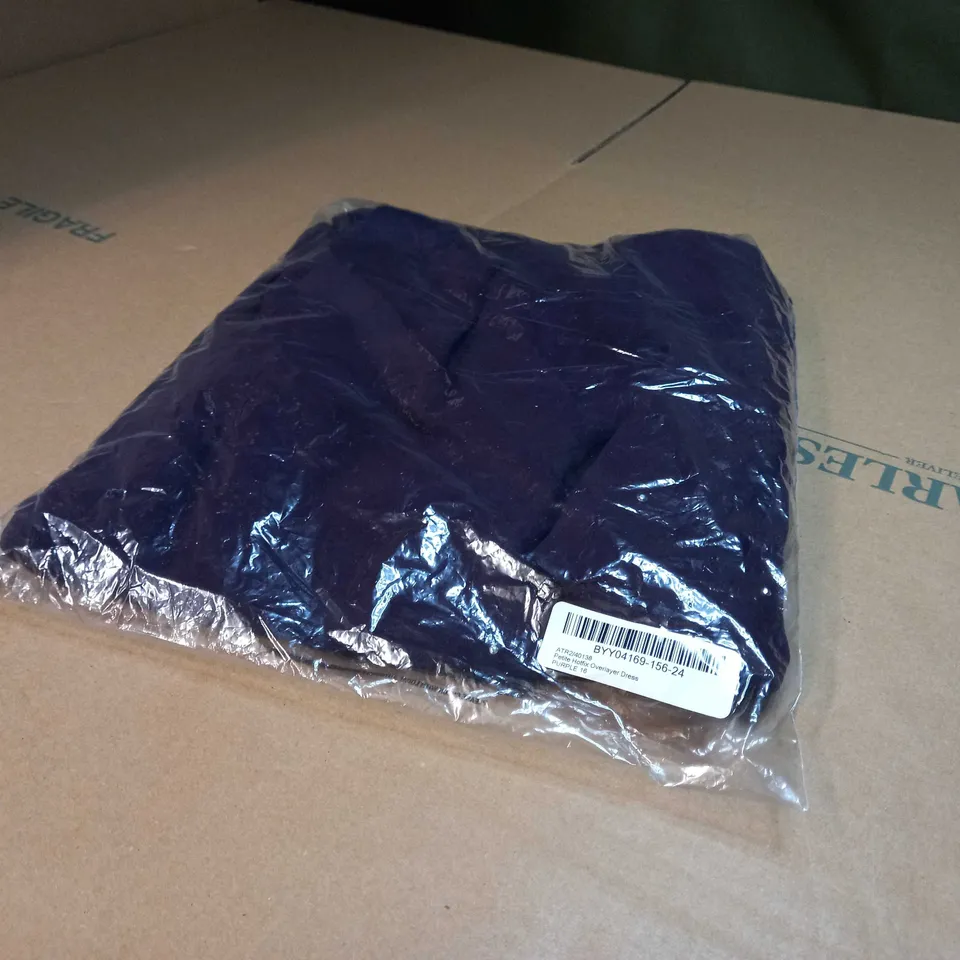 PACKAGED WALLIS PURPLE OVERLAYER DRESS - SIZE 16 PETITE