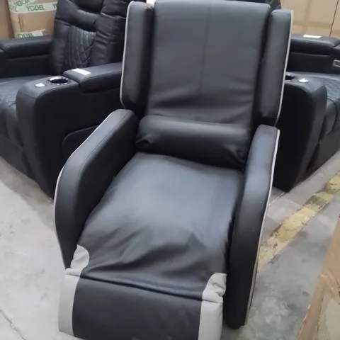 DESIGNER BLACK FAUX LEATHER PUSH-BACK RECLINER CHAIR
