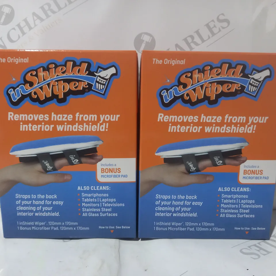 BOXED INSHIELD WIPER SET OF 2 MULTI-USE MICROFIBRE CLEANSERS
