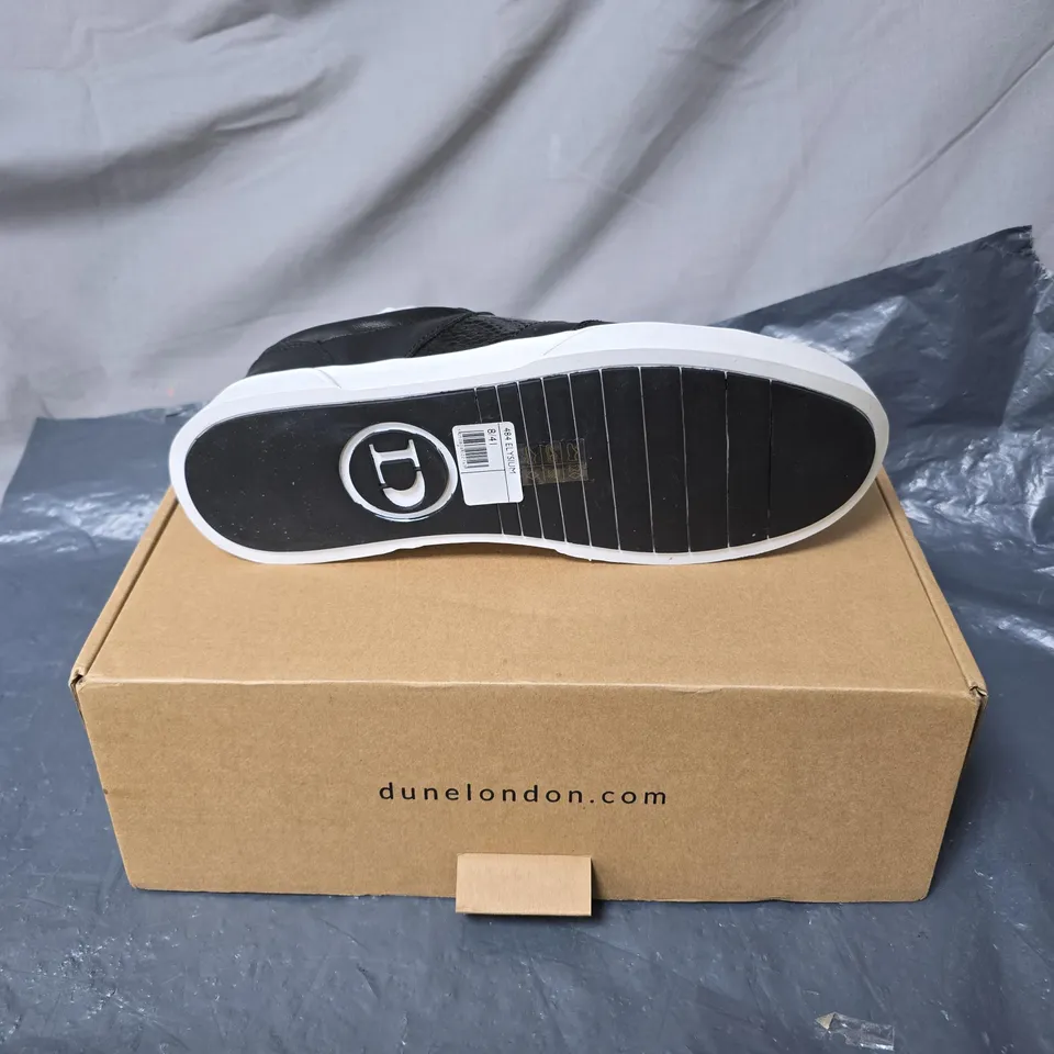 DUNE LONDON BLACK LEATHER TRAINERS – MEN'S, BOXED SIZE 8
