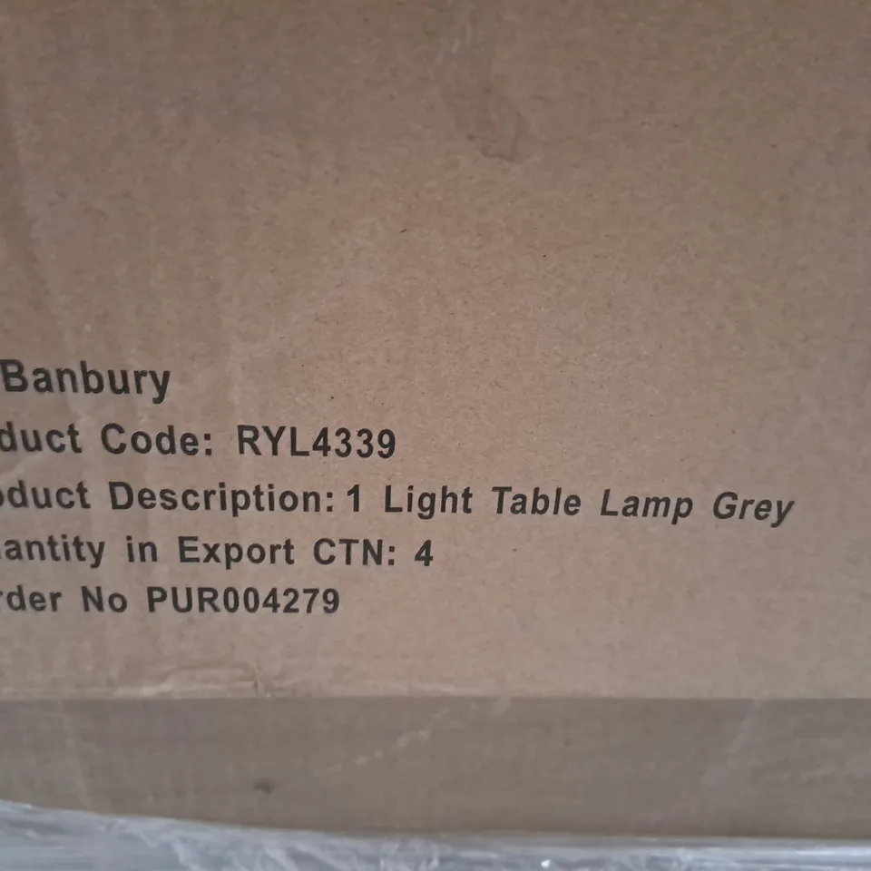 BOX OF 4 BRAND NEW DAR BANBURY LIGHT TABLE LAMP IN GREY 