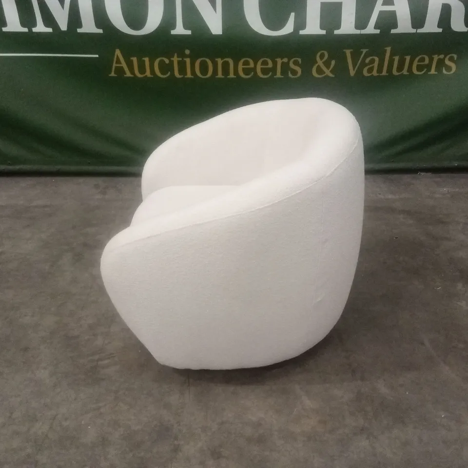ROUNDI CURVED BOUCLE FABRIC ARMCHAIR - CREAM WHITE