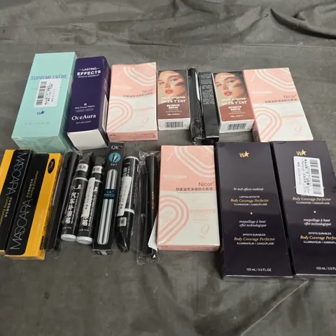 APPROXIMATELY 12 ASSORTED HEALTH & BEAUTY PRODUCTS TO INCLUDE SUPREME CREME, MASCARA, AND SKIN TINT ETC.
