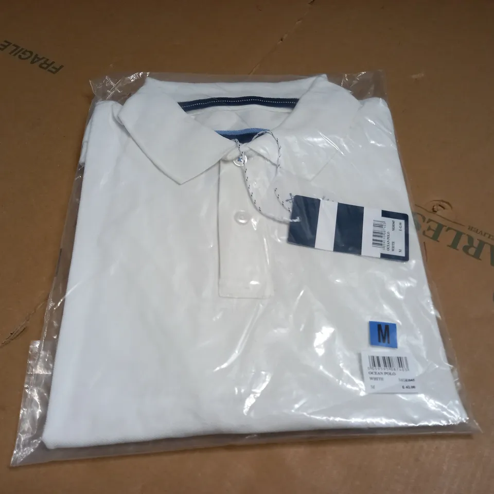 BAGGED CREW CLOTHING OCEAN POLO IN WHITE - M