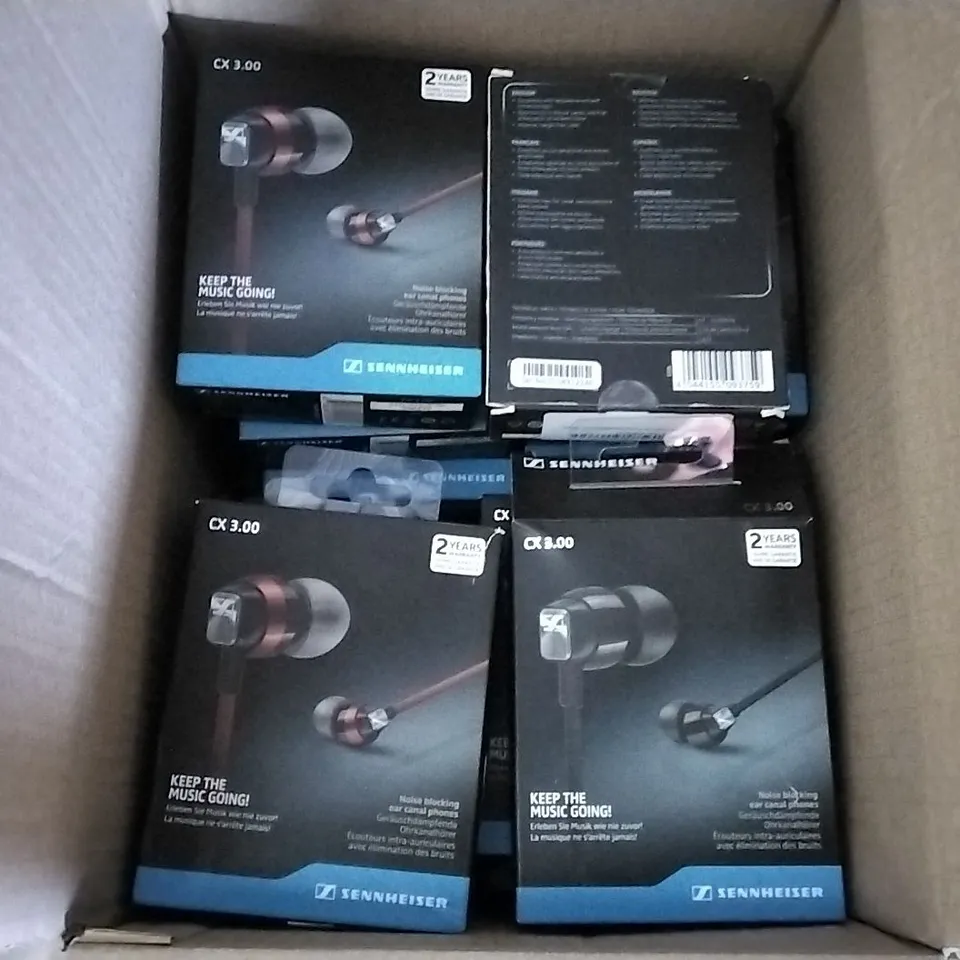 BOX CONTAINING 20 SENNHEISER CX300 EARPHONES