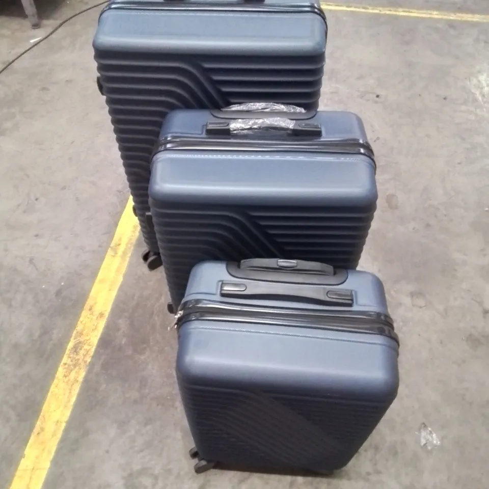 SET OF 3 NAVY HEAVY DUTY TRAVEL SUITCASE 