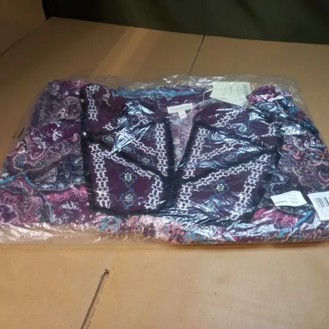 PACKAGED MONSOON BURGUNDY VELVET TRIM PRINTED JERSEY TOP - XXL
