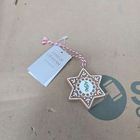 BOX OF APPROXIMATELY 24 GISELA GRAHAM GINGERBREAD STAR HANGING TREE DECORATIONS