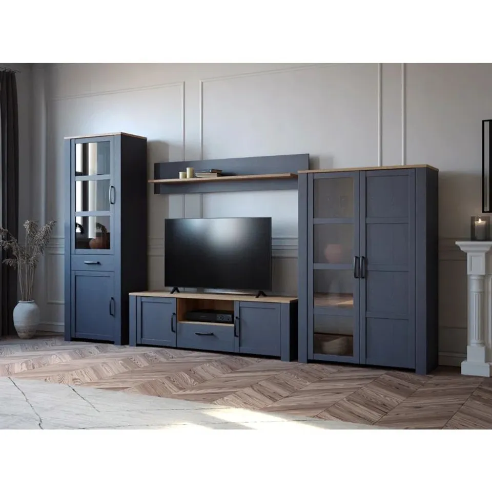 BOXED BOWMANVILLE ENTERTAINMENT UNIT FOR TVS UP TO 70" - NAVY OAK (2 BOXES)