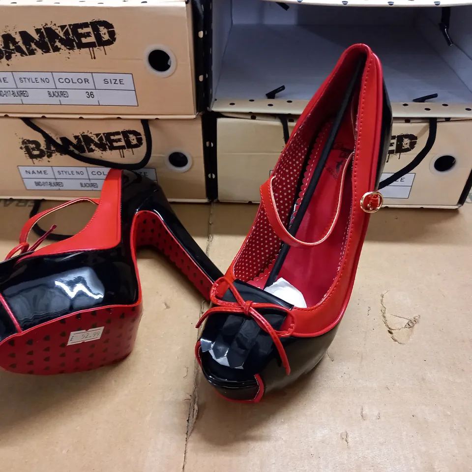 LOT OF 4 BOXED PAIRS OF BANNED HEELED SHOES - VARIOUS SIZES