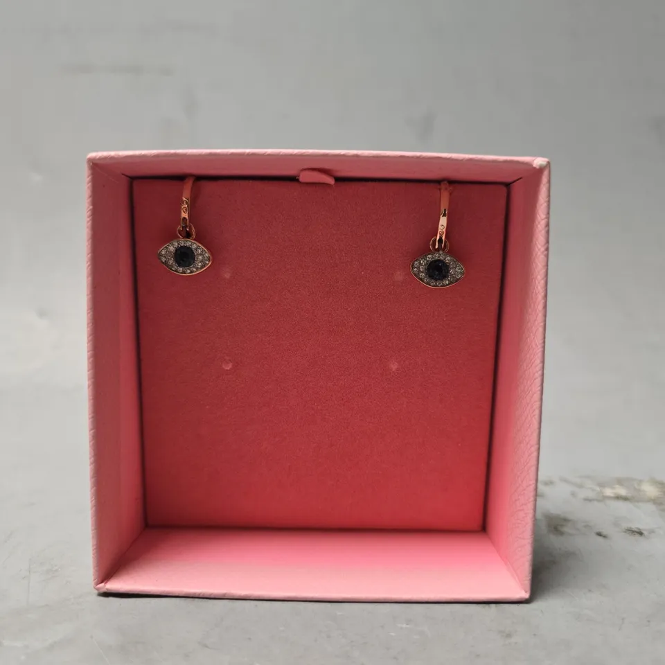 BOXED SWAROVSKI EVIL EYE HOOP EARRING 