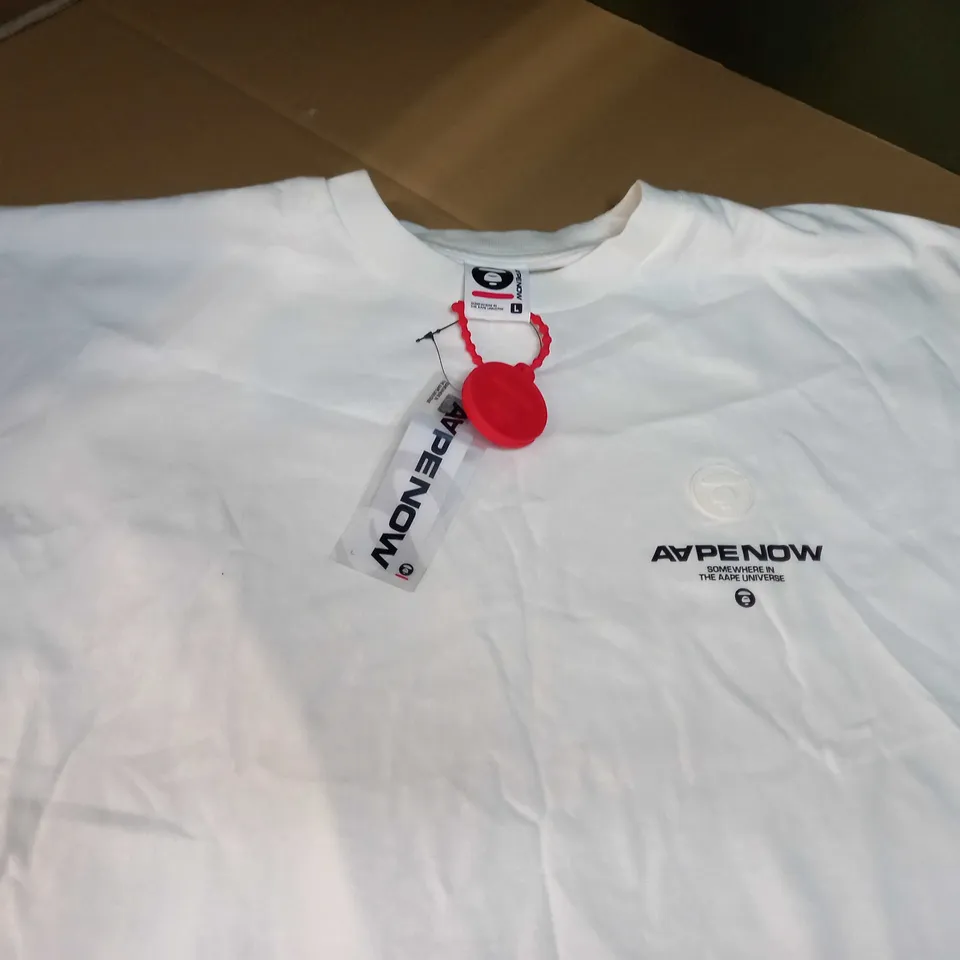 AAPE OFF WHITE/LOGO TEE - LARGE